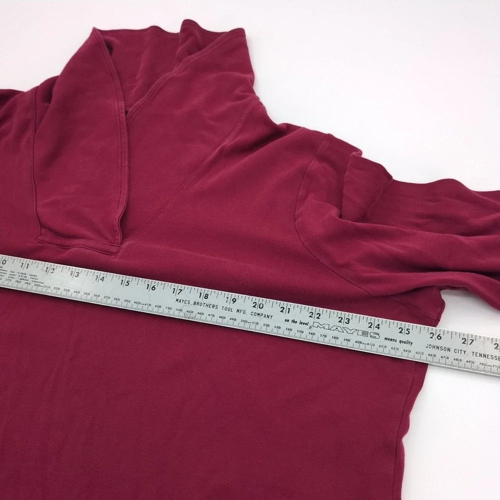LL Bean Womens 2X Plus Burgundy Shawl Collar Long Sleeve Pullover Plum‎ Cotton